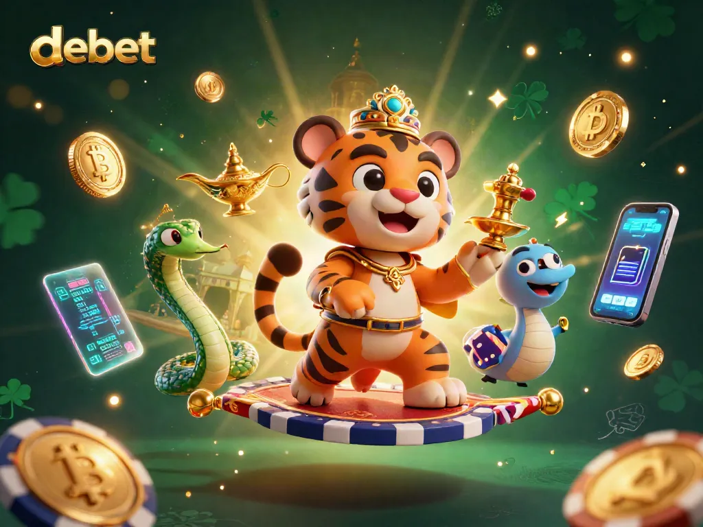Engage in thrilling gameplay at Debet with a vibrant 3D casino adventure featuring a tiger sultan and golden treasures.
