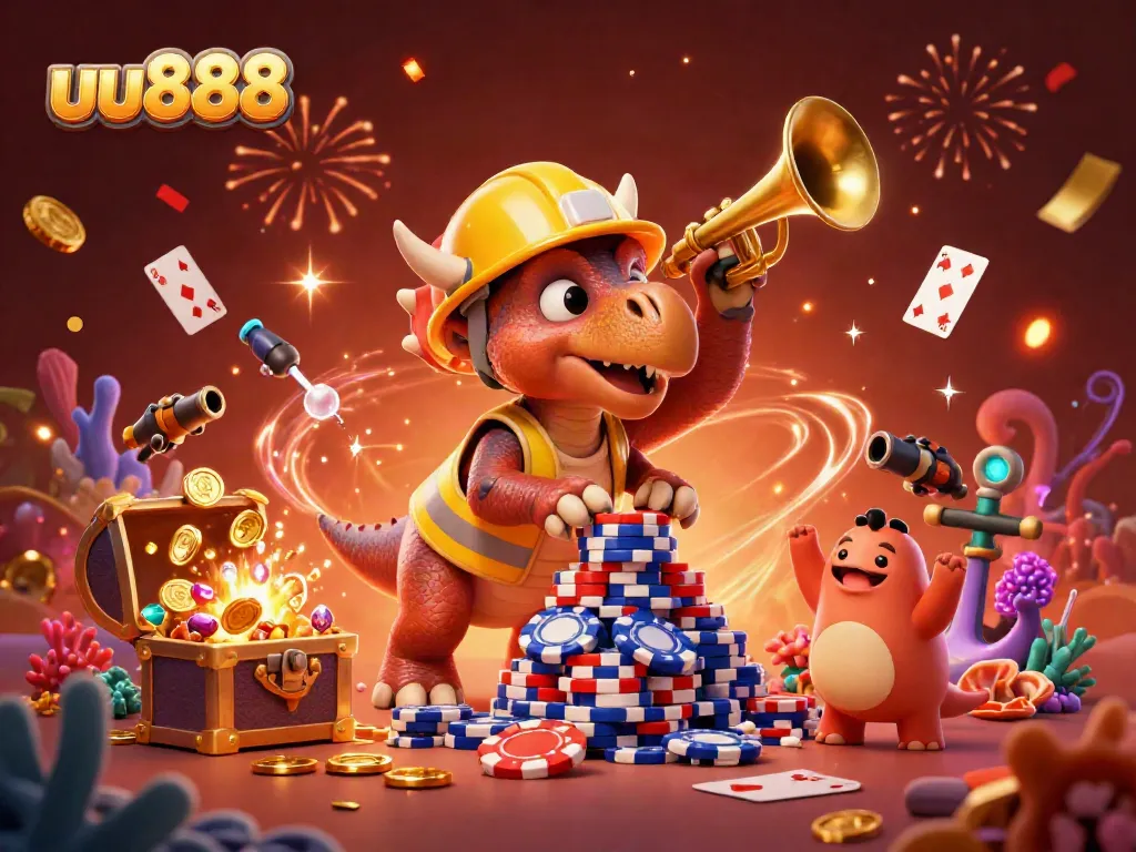 Engage with the live casino excitement at uu888 featuring 3D dinosaur characters celebrating big wins!