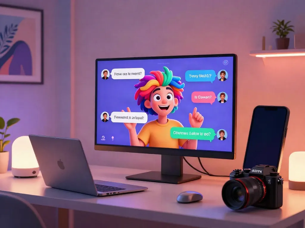Immersive NSFW AI chat environment with animated character interacting in a cozy digital space.