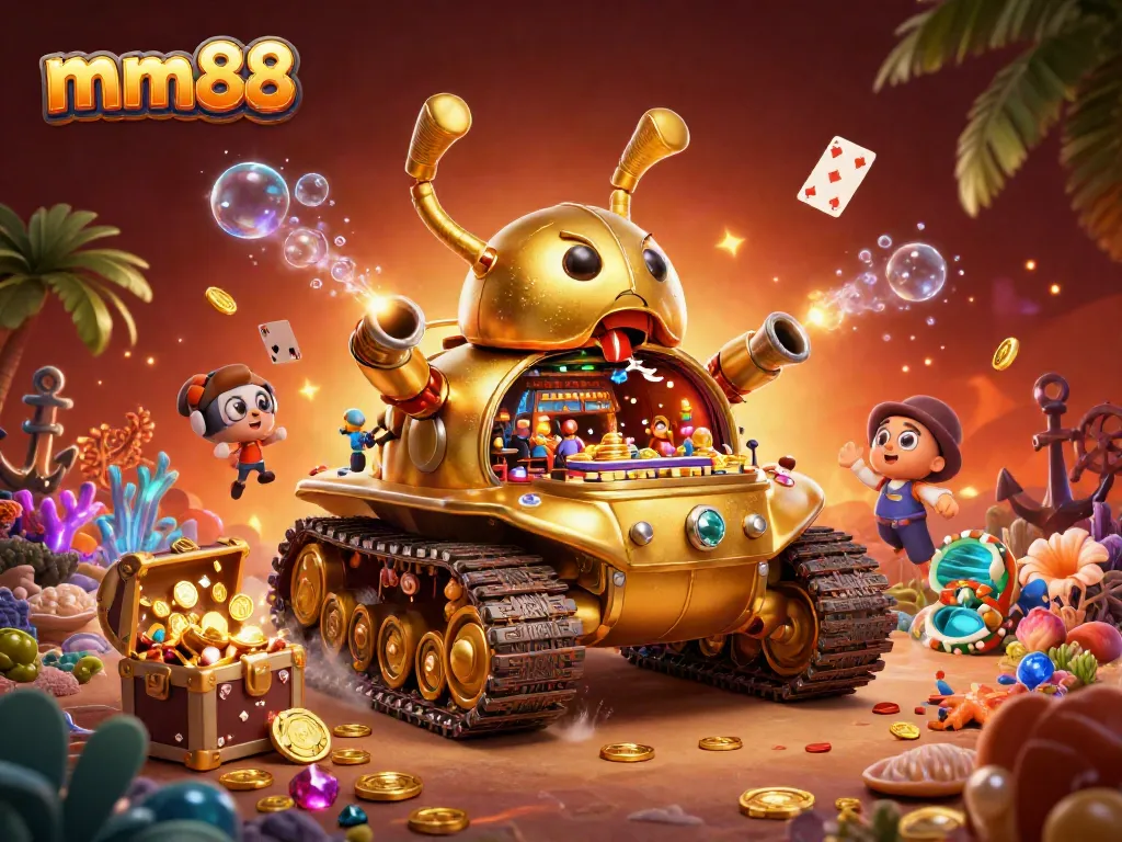 Play and win with mm88's vibrant casino features showcased in this engaging artwork.